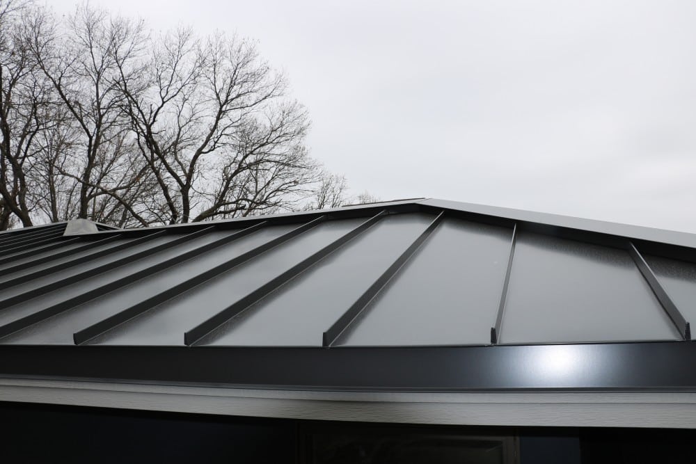 metal black roof with ribs